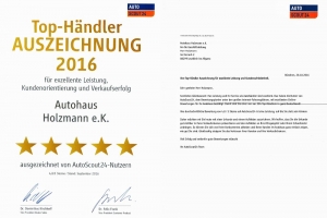 Auszeichnung Autoscout für Autohaus Holzmann, Leutkirch